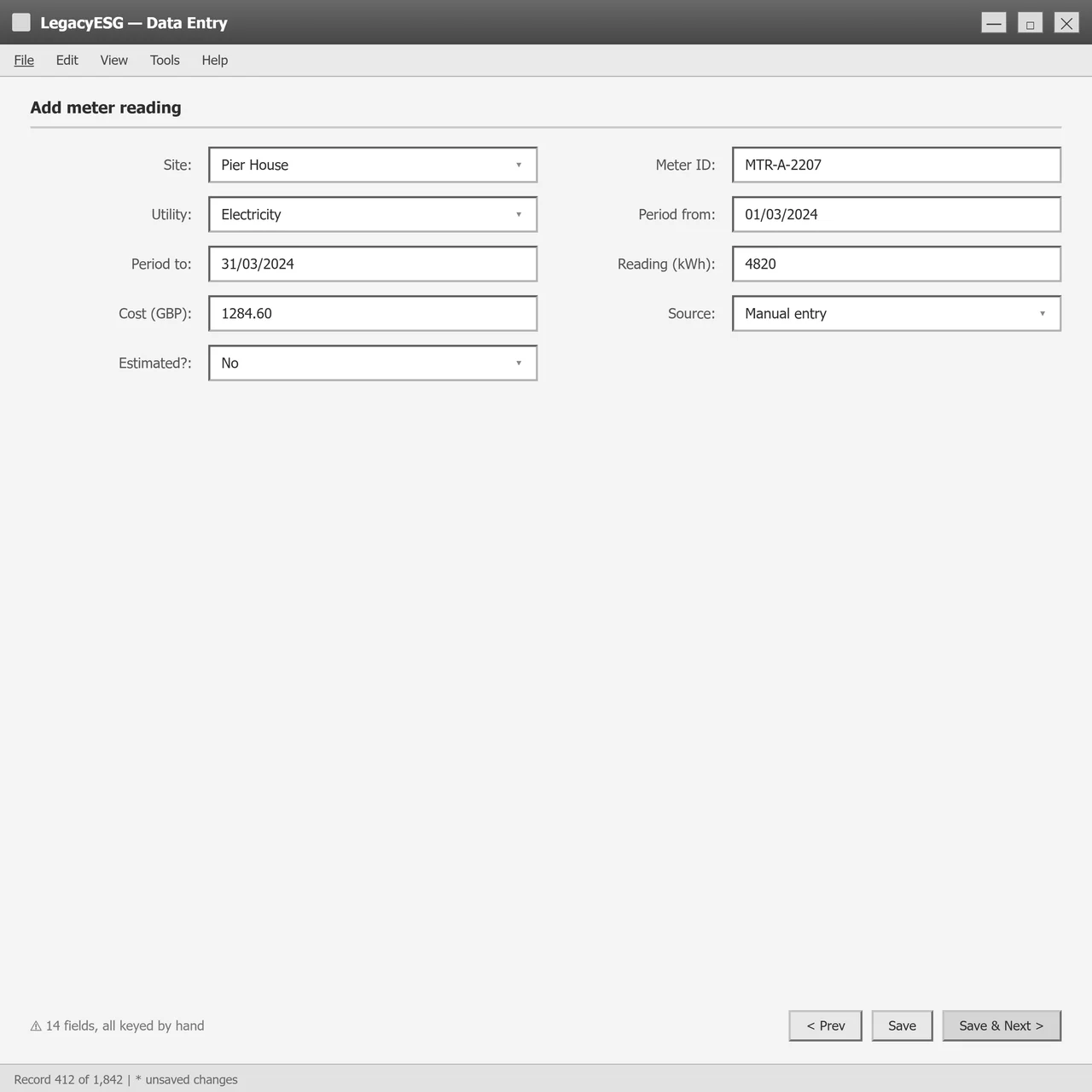 Manual data entry process with no validation, no quality scoring and no audit trail
