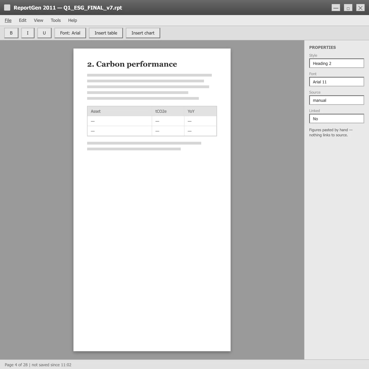 Old report builder interface requiring manual data entry across multiple disconnected steps